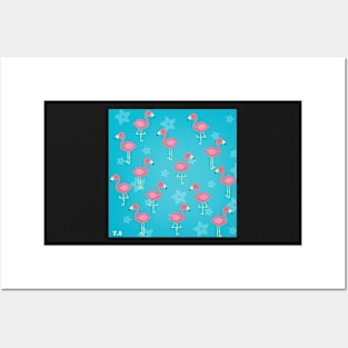 Flamingo pattern Posters and Art